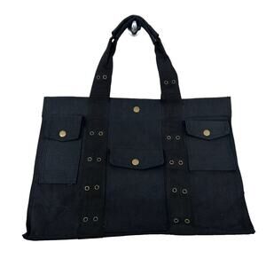 Murval Paris Black Grommet Tote Shoulder Bag